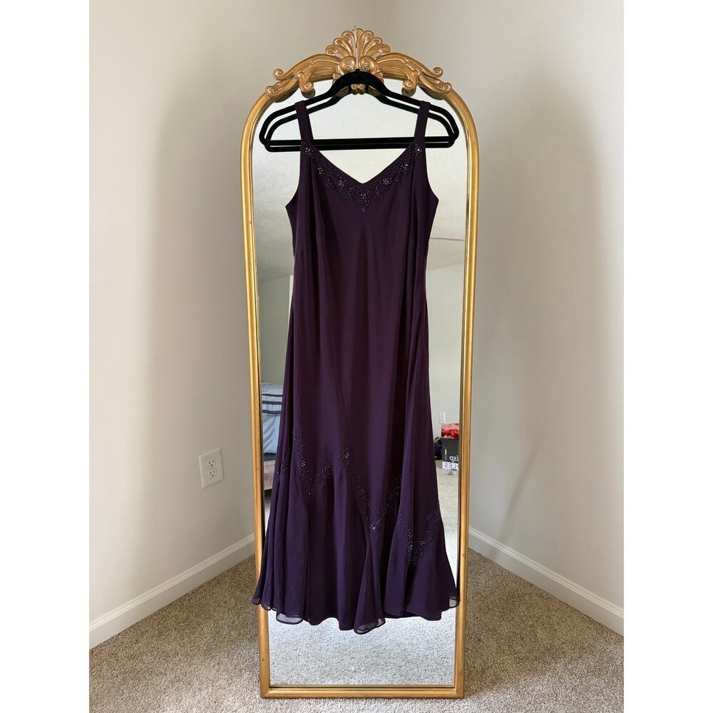 Vintage Y2K 90s David's Bridal Purple Beaded Whimsigoth Dress - Picture 10 of 15